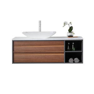 GOREME 48” WALNUT/DARK GRAY OAK BATHROOM VANITY