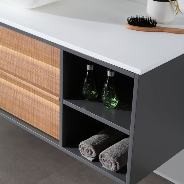 GOREME 48” WALNUT/DARK GRAY OAK BATHROOM VANITY