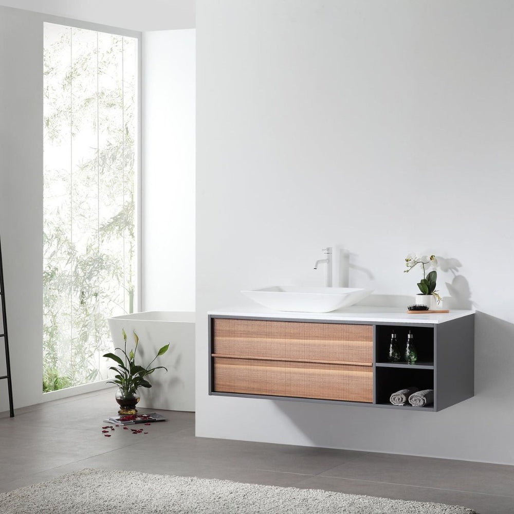 GOREME 48” WALNUT/DARK GRAY OAK BATHROOM VANITY