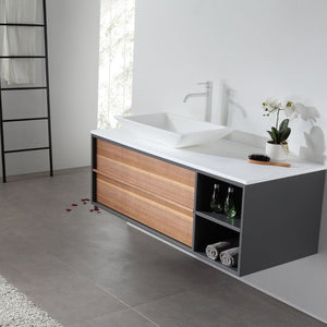 GOREME 48” WALNUT/DARK GRAY OAK BATHROOM VANITY