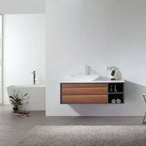 GOREME 48” WALNUT/DARK GRAY OAK BATHROOM VANITY