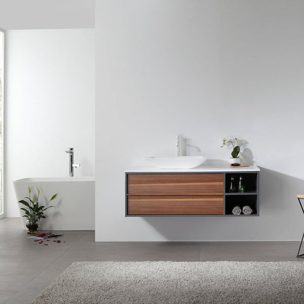 GOREME 48” WALNUT/DARK GRAY OAK BATHROOM VANITY