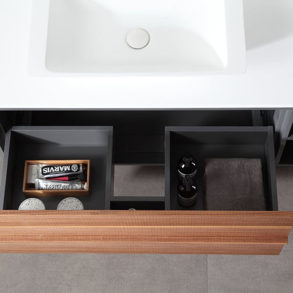 GOREME 48” WALNUT/DARK GRAY OAK BATHROOM VANITY