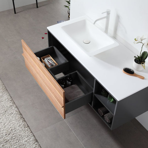 GOREME 48” WALNUT/DARK GRAY OAK BATHROOM VANITY