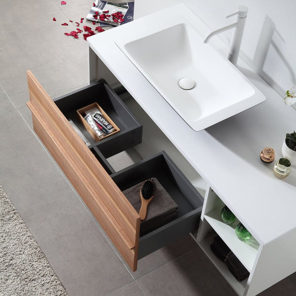 GOREME 48” WALNUT/WHITE OAK BATHROOM VANITY