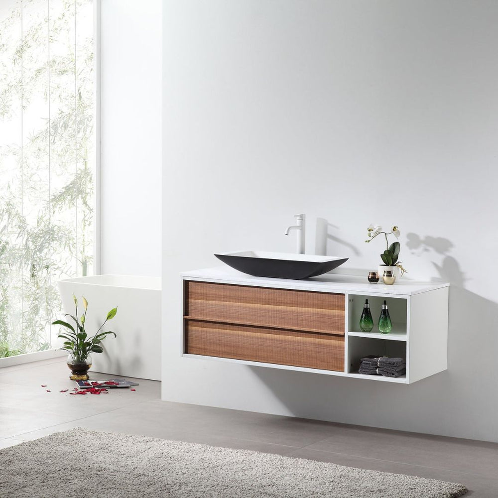 GOREME 48” WALNUT/WHITE OAK BATHROOM VANITY