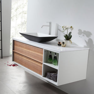 GOREME 48” WALNUT/WHITE OAK BATHROOM VANITY