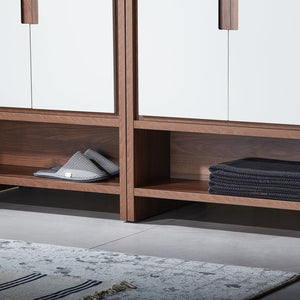 LYON 60” BEIGE/WALNUT WITH WHITE COUNTERTOP BATHROOM VANITY