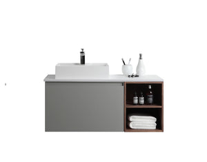 MANAROLA 42” LIGHT GRAY AND WALNUT WALL MOUNT MODERN BATHROOM VANITY