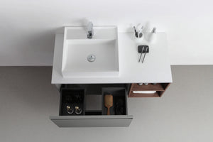 MANAROLA 42” LIGHT GRAY AND WALNUT WALL MOUNT MODERN BATHROOM VANITY