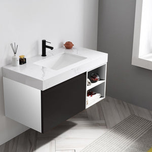MANAROLA 42” MATTE BLACK + WHITE BATHROOM VANITY