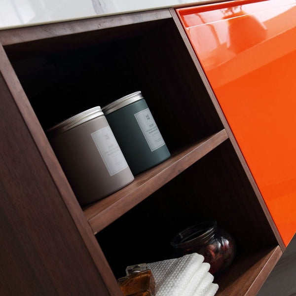 MANAROLA 60” RED AMBER + DARK WALNUT BATHROOM VANITY