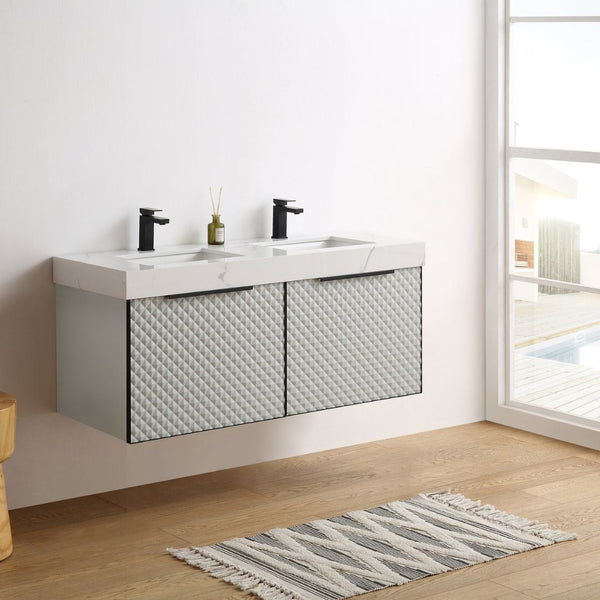 MANAROLA 48” SILVER GRAY BATHROOM VANITY