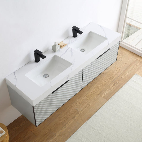 MANAROLA 72” SILVER GRAY BATHROOM VANITY