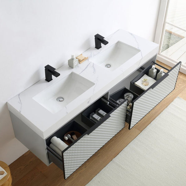 MANAROLA 72” SILVER GRAY BATHROOM VANITY