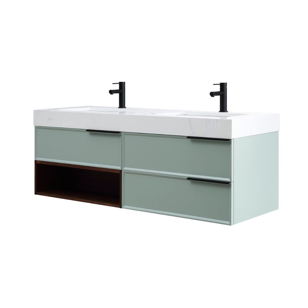 MARFA 60” ALOE GREEN/WALNUT BATHROOM VANITY