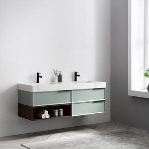MARFA 60” ALOE GREEN/WALNUT BATHROOM VANITY