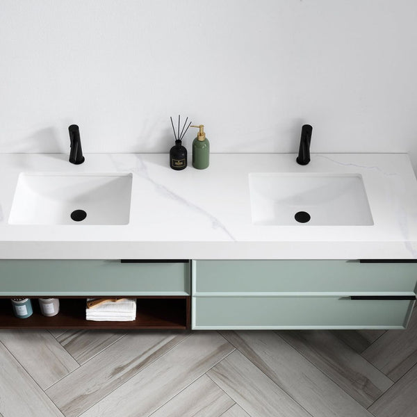 MARFA 60” ALOE GREEN/WALNUT BATHROOM VANITY