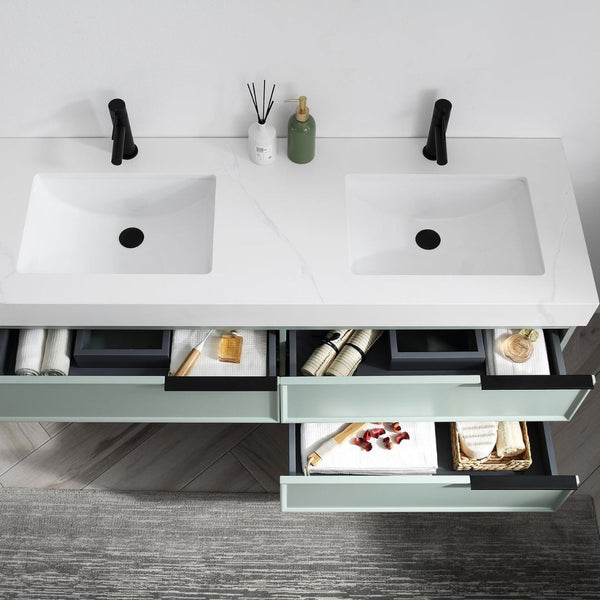 MARFA 60” ALOE GREEN/WALNUT BATHROOM VANITY