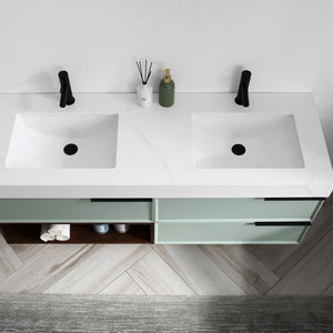 MARFA 60” ALOE GREEN/WALNUT BATHROOM VANITY