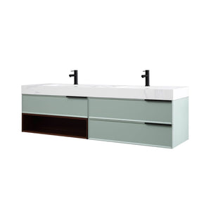 MARFA 72” ALOE GREEN/WALNUT BATHROOM VANITY