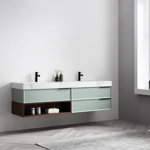MARFA 72” ALOE GREEN/WALNUT BATHROOM VANITY