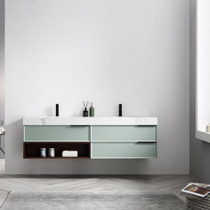 MARFA 72” ALOE GREEN/WALNUT BATHROOM VANITY