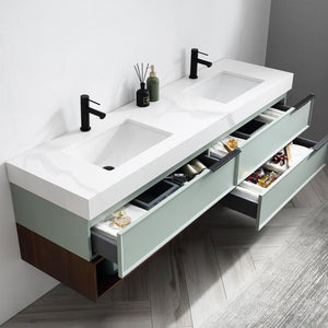 MARFA 72” ALOE GREEN/WALNUT BATHROOM VANITY