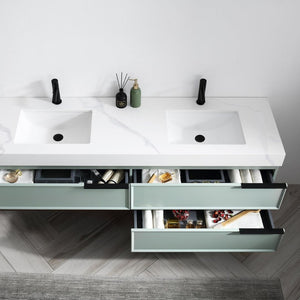 MARFA 72” ALOE GREEN/WALNUT BATHROOM VANITY