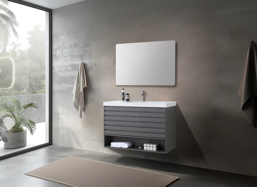 MATERA 36" CHARCOAL WITH WHITE COUNTERTOP BATHROOM VANITY