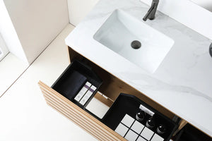 MATERA 72" PECAN OAK WITH WHITE COUNTERTOP BATHROOM VANITY