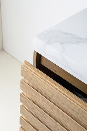 MATERA 72" PECAN OAK WITH WHITE COUNTERTOP BATHROOM VANITY