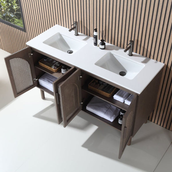 NARA 60” CHESTNUT OAK BATHROOM VANITY