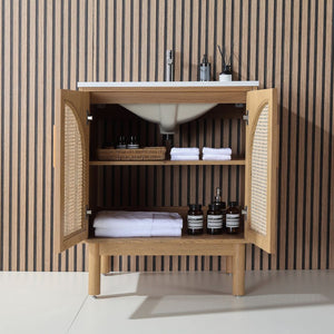 NARA 30” PECAN OAK BATHROOM VANITY
