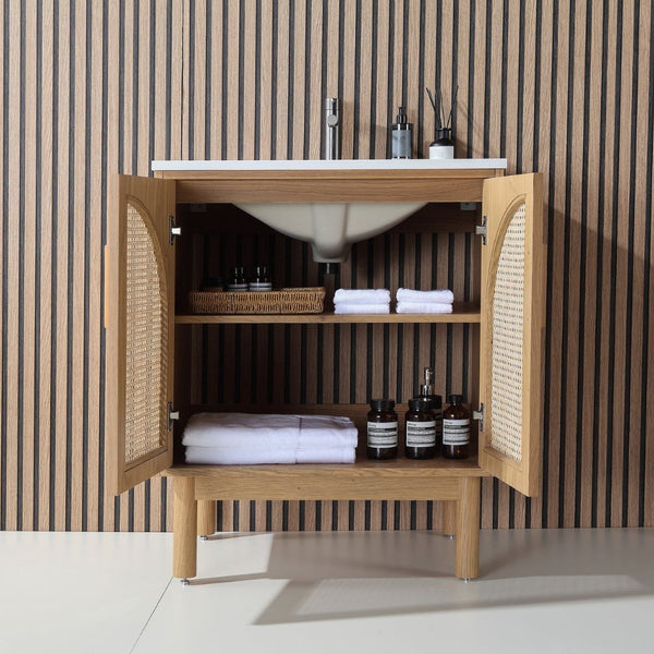 NARA 30” PECAN OAK BATHROOM VANITY