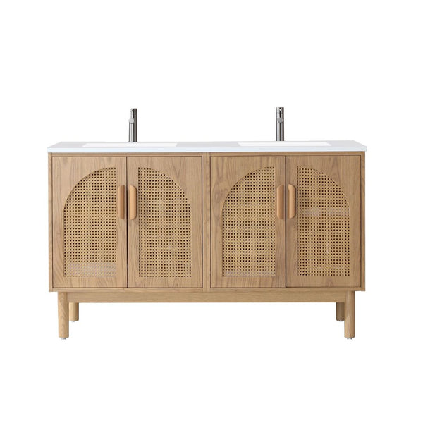 NARA 60” PECAN OAK BATHROOM VANITY