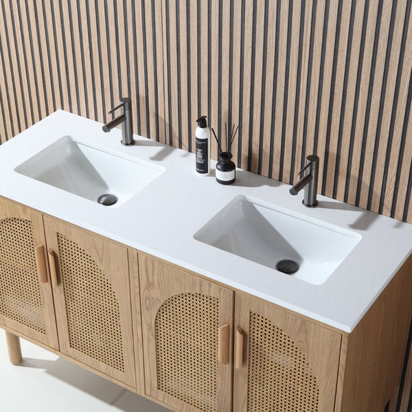 NARA 60” PECAN OAK BATHROOM VANITY