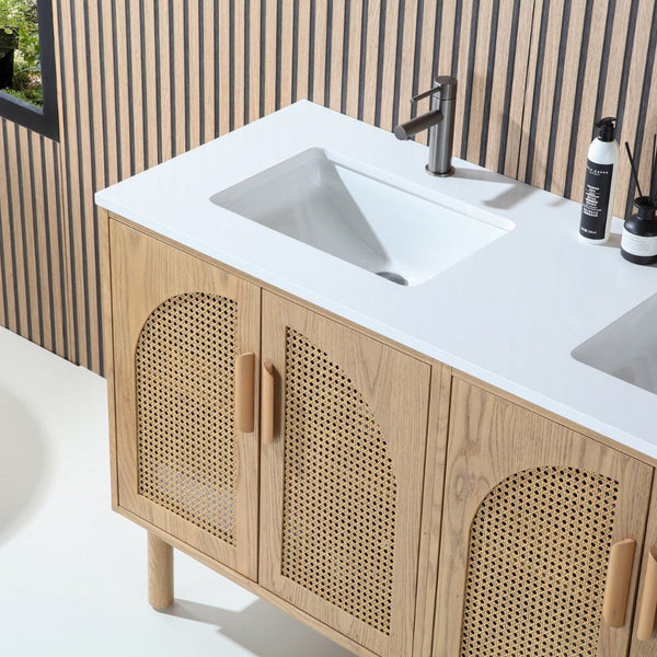 NARA 60” PECAN OAK BATHROOM VANITY