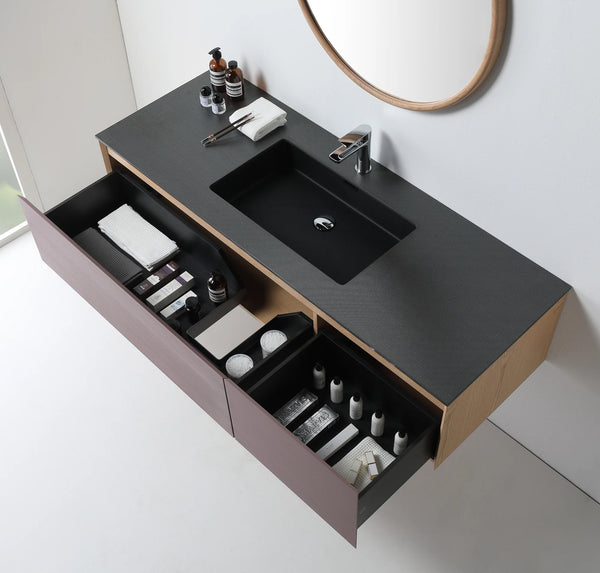 OSLO 60” CARAMEL/WHITEWASH BATHROOM VANITY