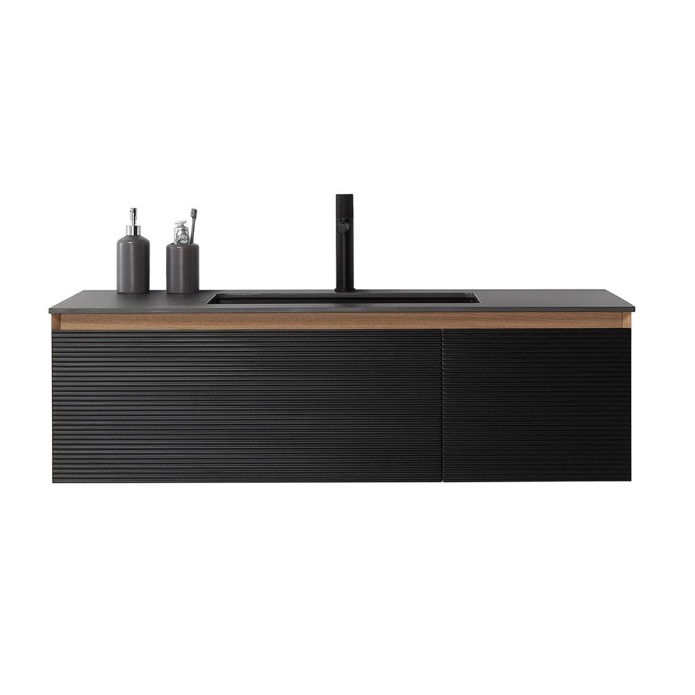 OSLO 48” MATTE BLACK/WHITEWASH BATHROOM VANITY