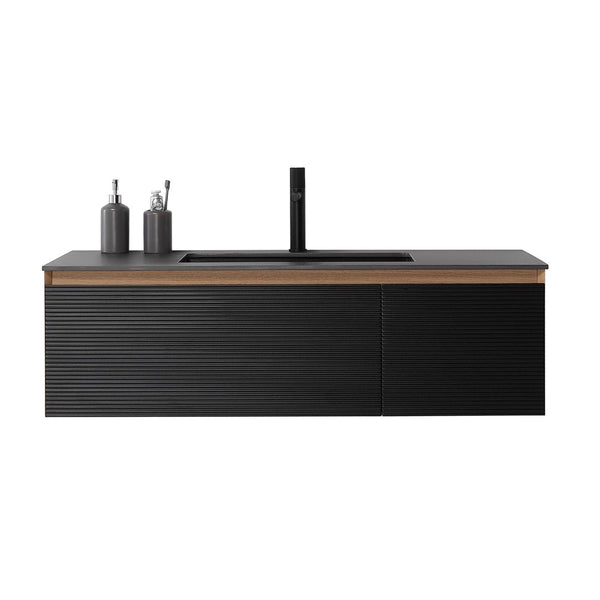 OSLO 48” MATTE BLACK/WHITEWASH BATHROOM VANITY
