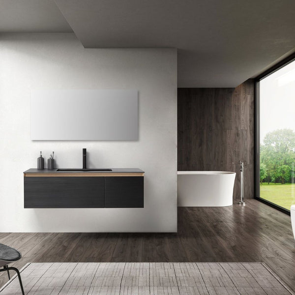 OSLO 48” MATTE BLACK/WHITEWASH BATHROOM VANITY