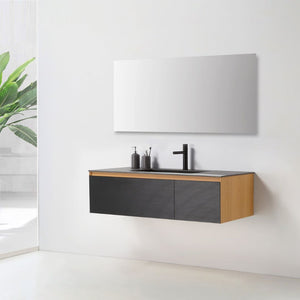 OSLO 48” MATTE BLACK/WHITEWASH BATHROOM VANITY