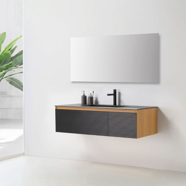 OSLO 48” MATTE BLACK/WHITEWASH BATHROOM VANITY