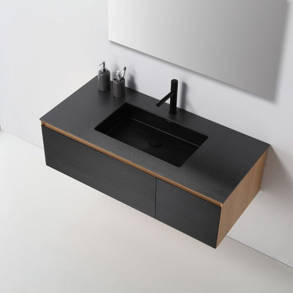 OSLO 48” MATTE BLACK/WHITEWASH BATHROOM VANITY