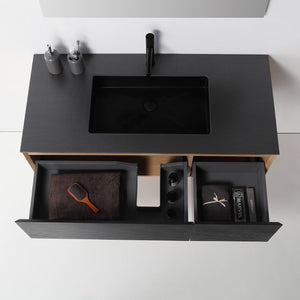 OSLO 48” MATTE BLACK/WHITEWASH BATHROOM VANITY