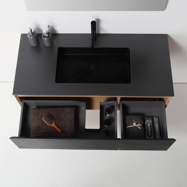 OSLO 48” MATTE BLACK/WHITEWASH BATHROOM VANITY