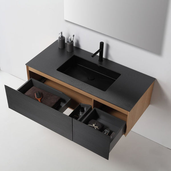 OSLO 48” MATTE BLACK/WHITEWASH BATHROOM VANITY