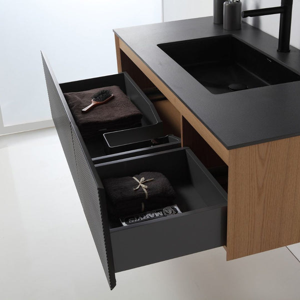 OSLO 48” MATTE BLACK/WHITEWASH BATHROOM VANITY
