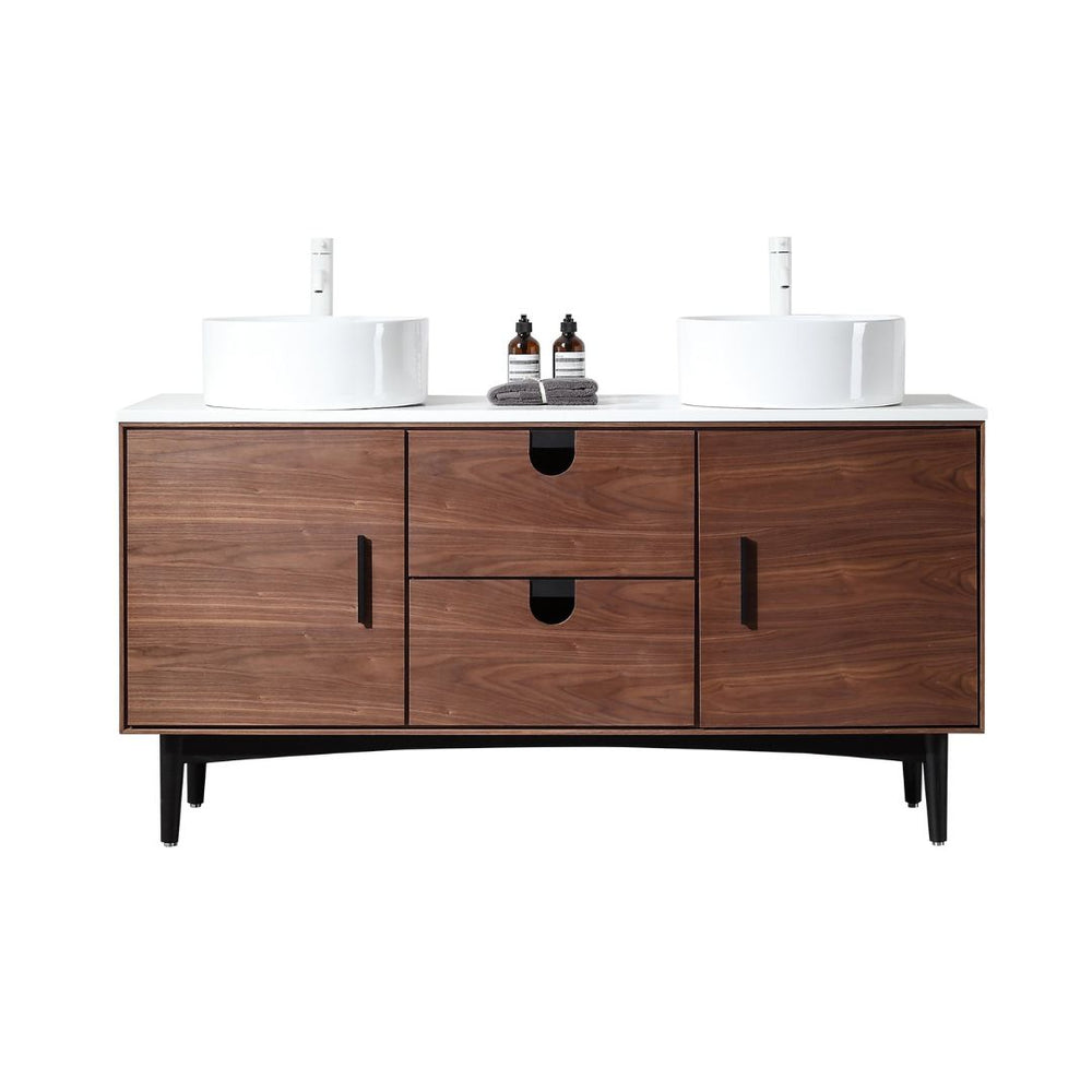 PORTREE 60” WALNUT BATHROOM VANITY
